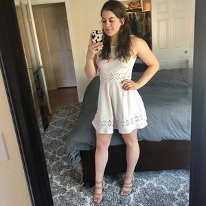 Easel White Dress With Lace Detail